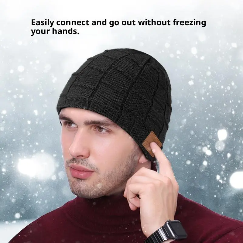 BIGWIG Unisex Adults' Bluetooth Knit Hat - Warm Fleece-Lined Sports Hat with Built-In Microphone, Built-In Stereo Speaker, USB-Rechargeable, One Size, Hand Wash Only, for Outdoor Activities (for Music Lovers)