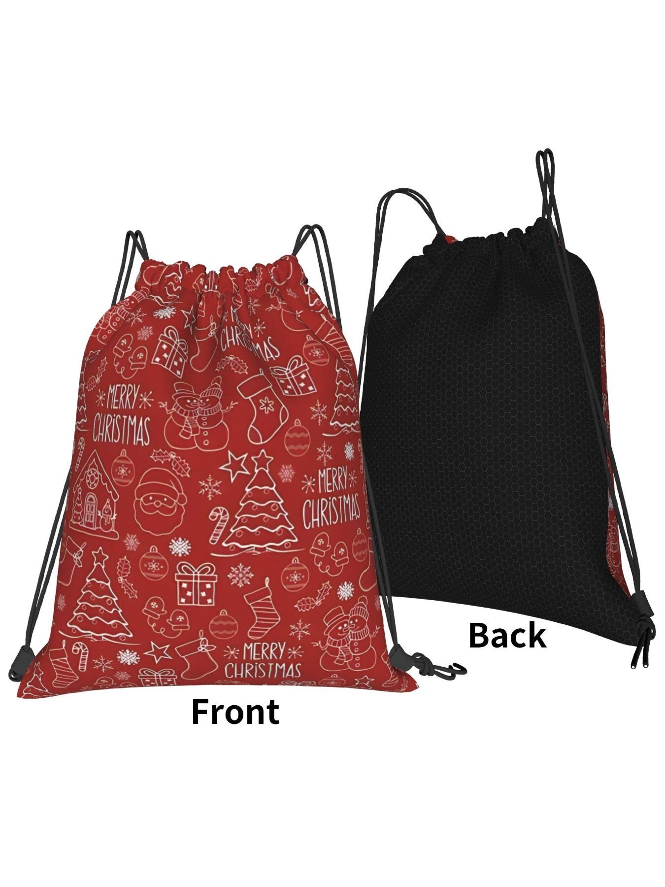 Christmas Backpack with Drawstring Closure, & Snowflake Design, Durable for Gym, School, Travel, Perfect Gift