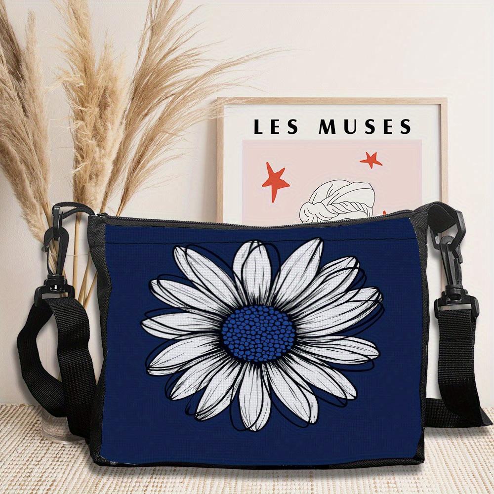 Geometric and floral blue and white compact shoulder bag, party accessories, a must-have for trend lovers 7.14