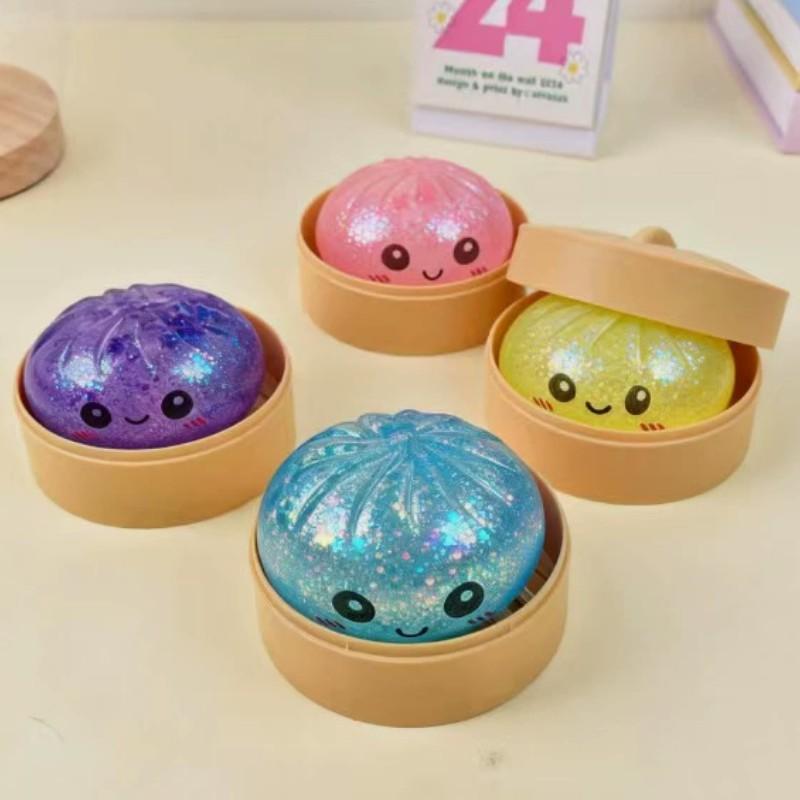 Glitter Dumpling - Glitter Dumplings Squishy,Colorful Sugar Filled Maltose Squeeze Dough Ball Stress Relief Hand Toys, Anxiety Relief Fidget, Squeeze Sensory Stress Relie