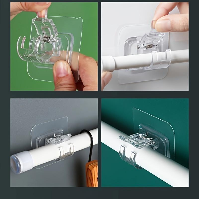 8 Pack - No Drilled Self-Adhesive Curtain Rod Brackets, Nailless Wall Brackets for Home And Hospitality