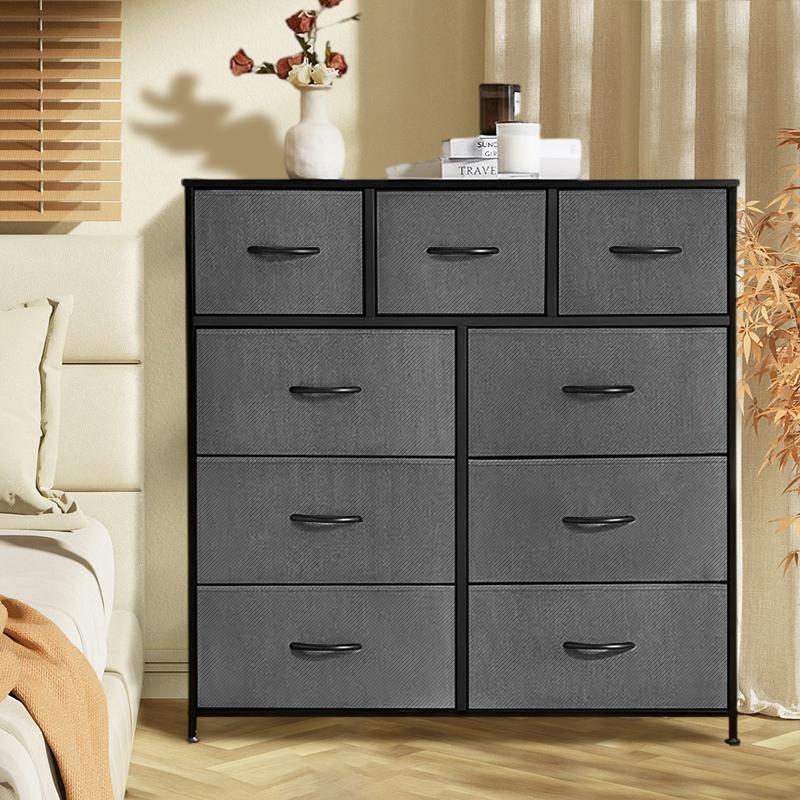 9 Drawer Dresser for Bedroom, Fabric Tall Dressers & Chests of Drawers, Organizer Storage Tower for Bedroom, Living Room, Hallway, Closet, Girls, Bedroom Furniture, Dresser Cabinet, Storage Shelf