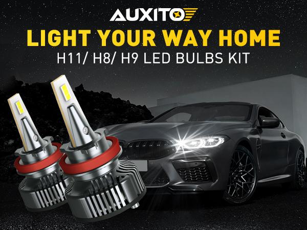 AUXITO H11 LED Bulbs H8 H9 LED Lights, 80W 16,000LM Per Pair, 500 Percent Brighter, 6500K Cool White, Angle Adjustable CanBus Ready Bulbs, Pack of 2 Y13