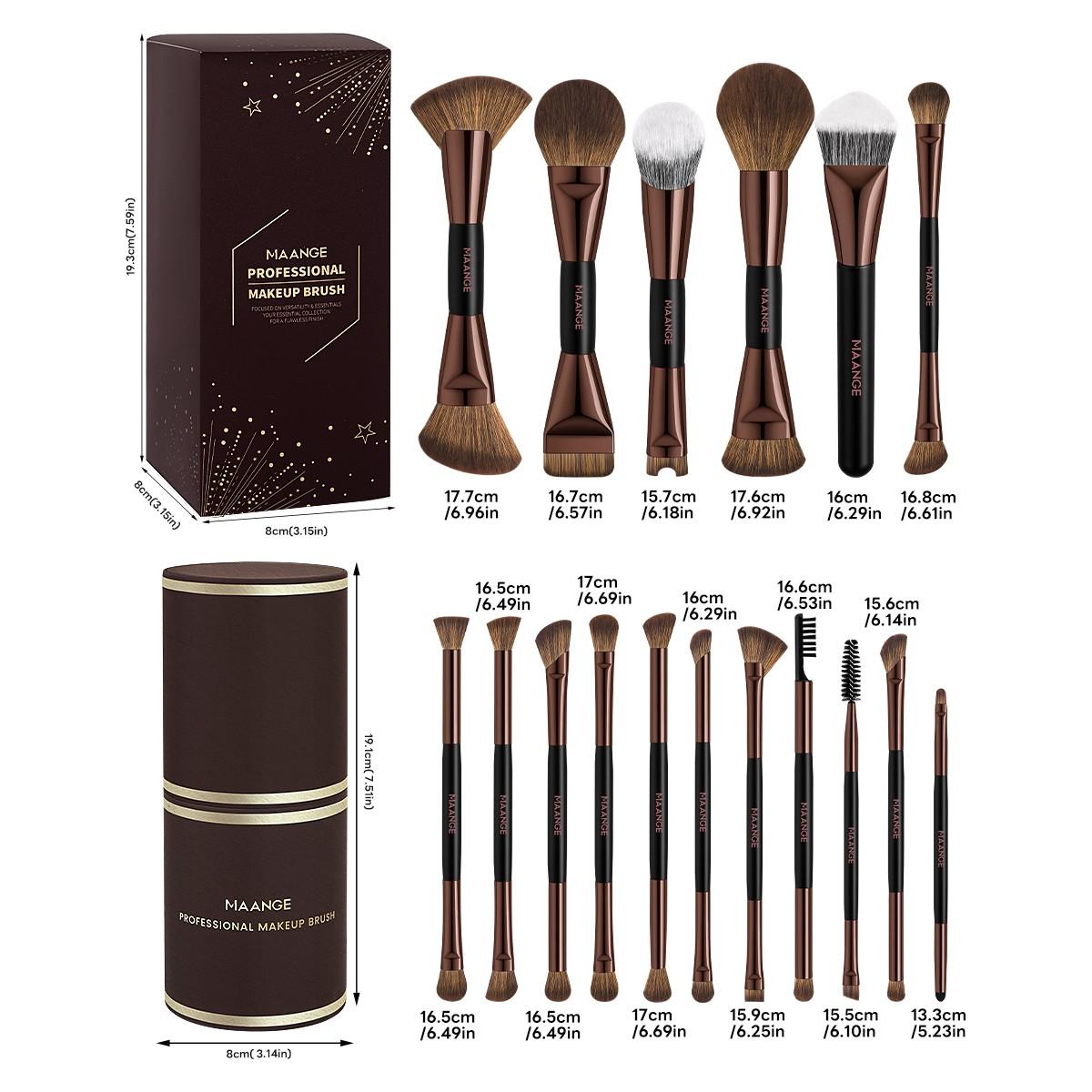 Maange 18-Piece Makeup Tool Set, Includes 17 Brushes + Brush Holder, Foundation Brush, Blush Brush, Powder Brush, Highlighter Brush, Eyeshadow Brush, Mascara Brush