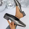 Plus Size Women's High Heel Slip-On Pumps, Elegant Square Toe Chunky Heels for Office, Stylish Comfortable Fashion Shoes