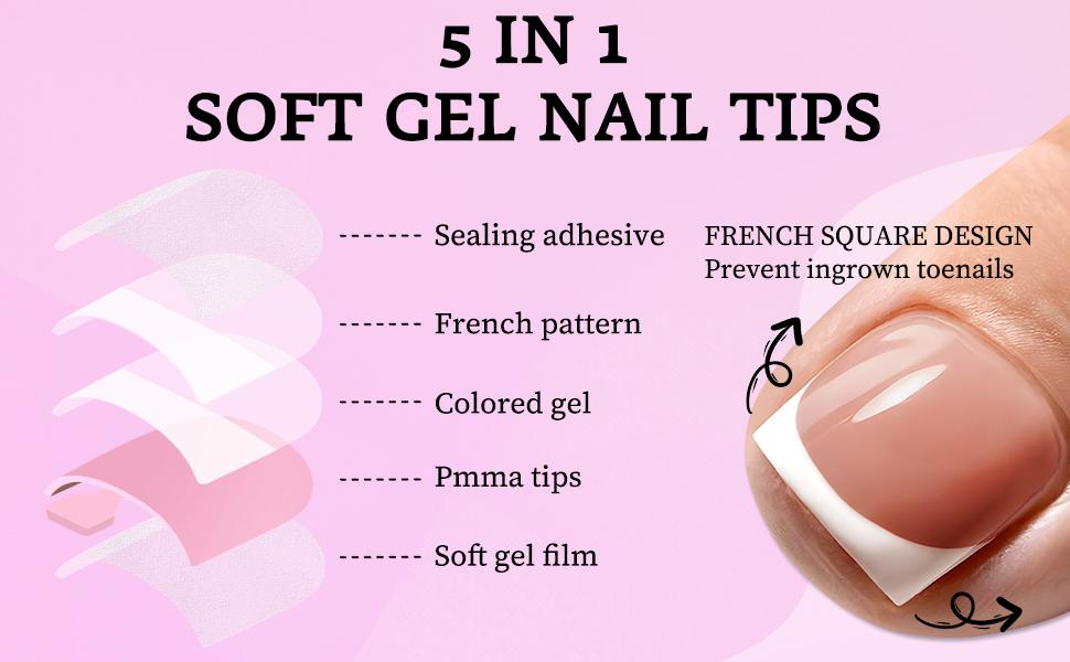 150PC Press on Toenails for Women Fake Toe Press on Nails French Tip Toe Nail Press ons with Sticky Tabs, 15 Size Fake Toenails Press ons Acrylic Toe Nail Tips Kit Pink Press on Toe Nails-G
