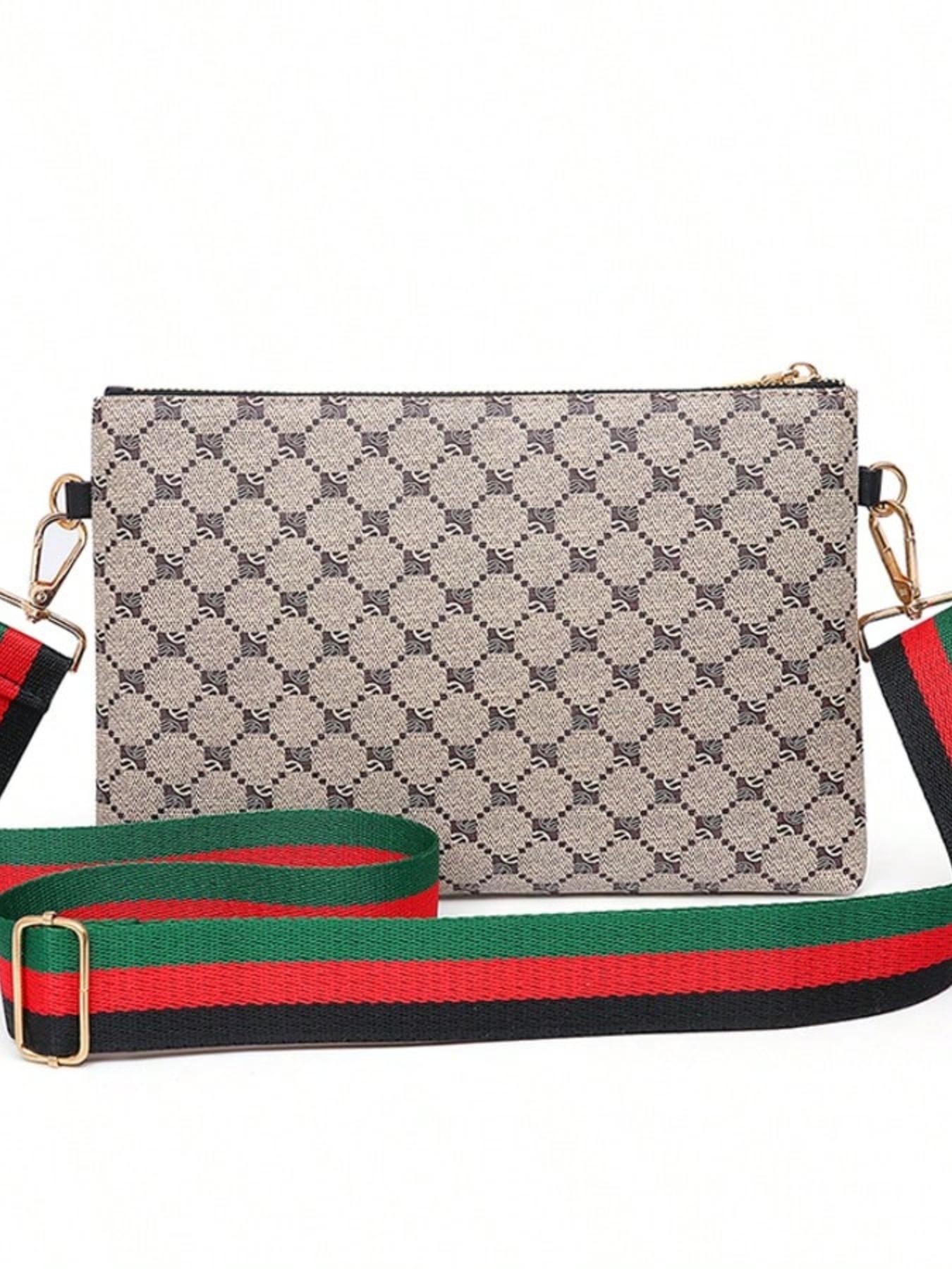 Men's Plaid Design Crossbody Bag with Wrist Strap, Fashionable Large Capacity Adjustable Shoulder Strap Bag for All Seasons