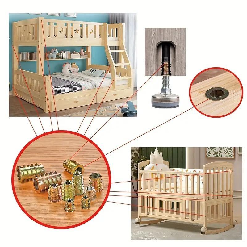 Threaded Inserts Set, 130pcs & 70pcs Nut Combo Tools for Woodworking, Durable Metal Bolts & Screws, Ideal for DIY Projects