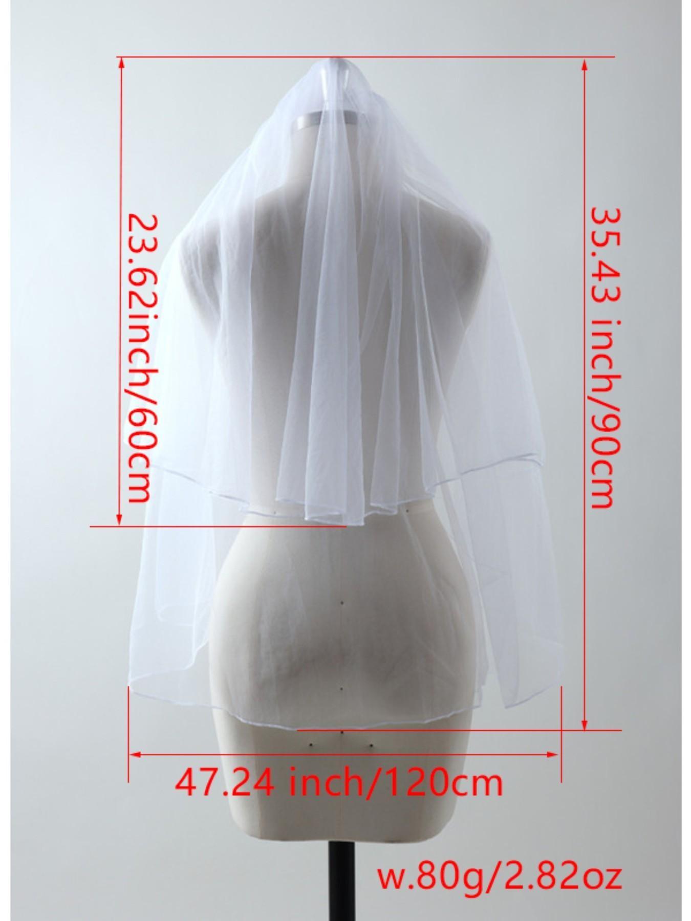 Elegant Double-Layer Short Bridal Veil ,Crafted from Light, Soft Tulle ,Naturally Draping to Flatter the Shoulders and Neckline,An Exquisite Wedding Veil Suitable for a Variety of Bridal Gown Styles