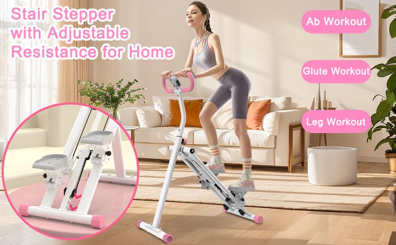 【KINMAC】330lbs Stair Stepper Climber Machine with Adjustable Resistance & Handlebar - Upgrade Vertical Climber Workout Machine for Full-Body Exercise Climber Fitness Equipment with Stable Frame-Pink 【KINMAC】330lbs Stair Stepper Climber Machine with Adjustable Resistance & Handlebar - Upgrade Vertical Climber Workout Machine for Full-Body Exercise Climber Fitness Equipment with Stable Frame-Pink