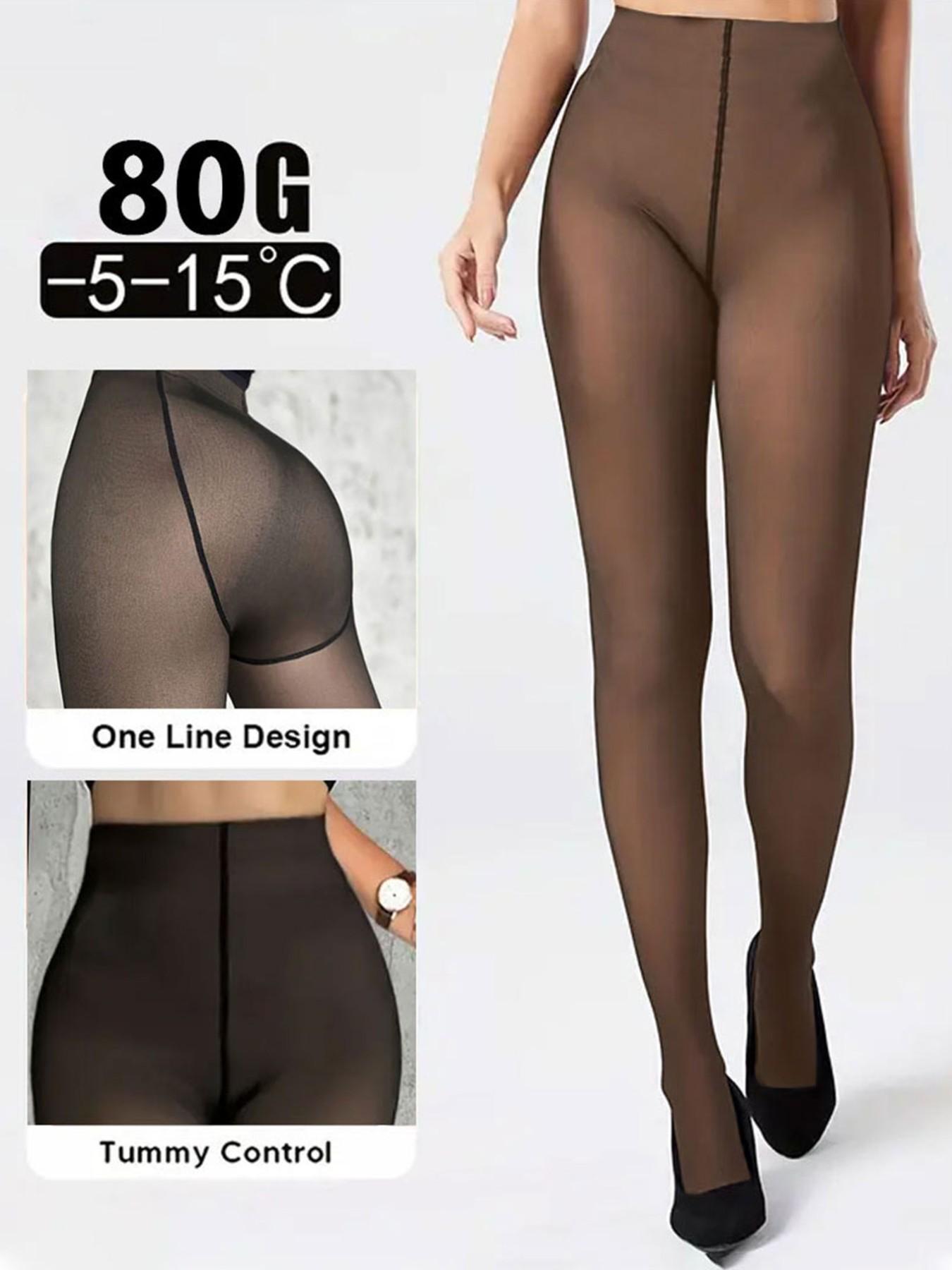 2 Pairs Women's Semi-Sheer Warm Fitted Tights, Soft Comfortable Elastic, Plain Color, Ideal for Underwear, Sleepwear, Casual Wear, Fall Winter