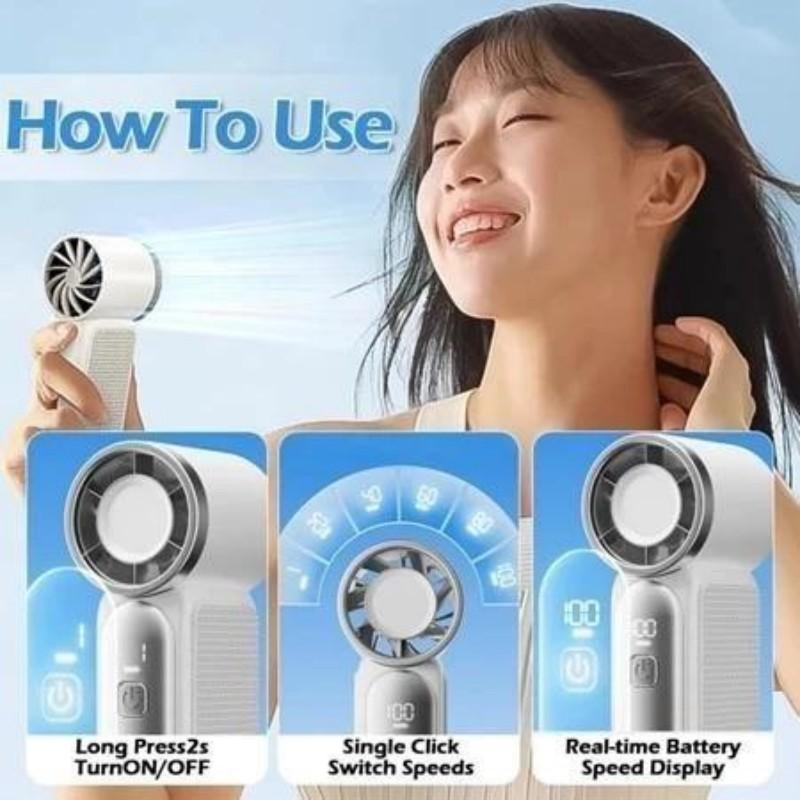 Mini Handheld Fan, Small Purse Fan for Women, Pocket Fan, Makeup Fan, High-Speed Turbo, 6-Gear Adjustable with LED Display, USB Fans, USB Rechargeable, Portable Fan for Travel, Outdoor, Girls   Valentine's Day gift