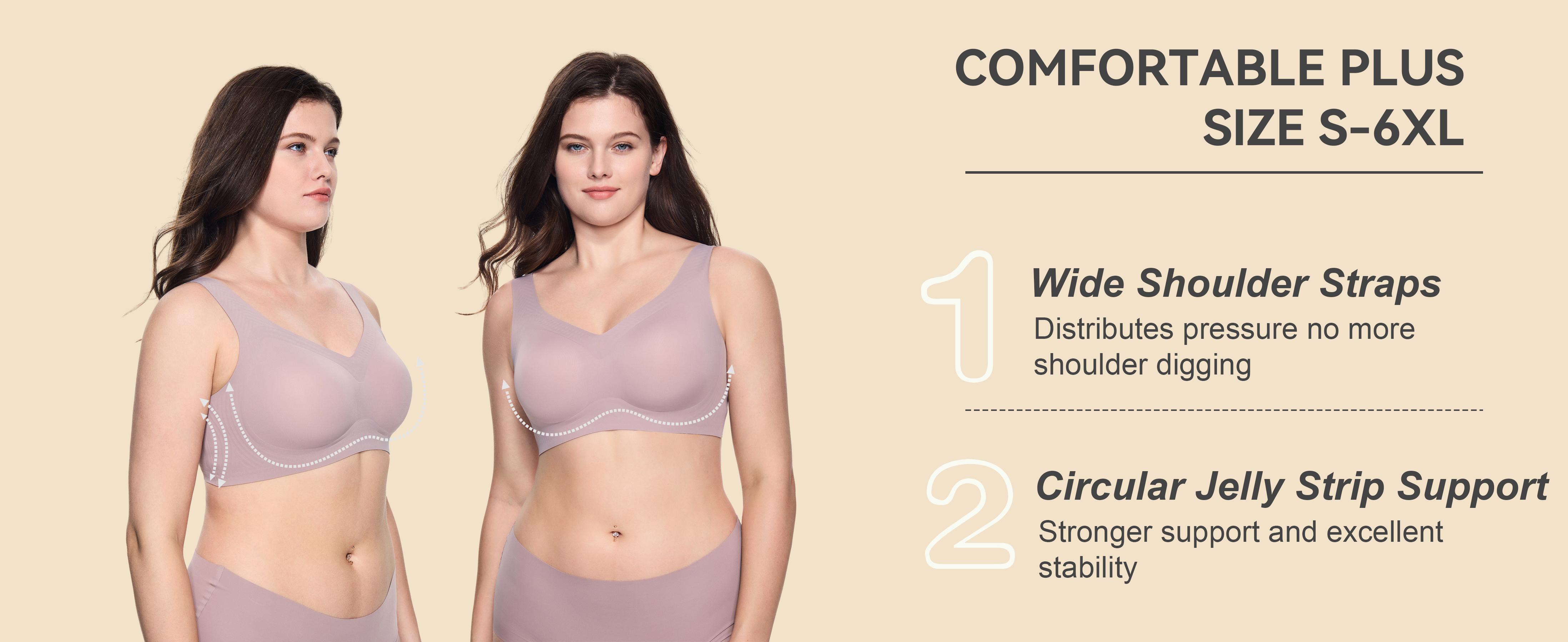 Soft Intention Women's Seamless Bra Wireless Soft Bralette Full Coverage Push Up T-shirt Comfortable Everyday Wear Supportive Sports Bra
