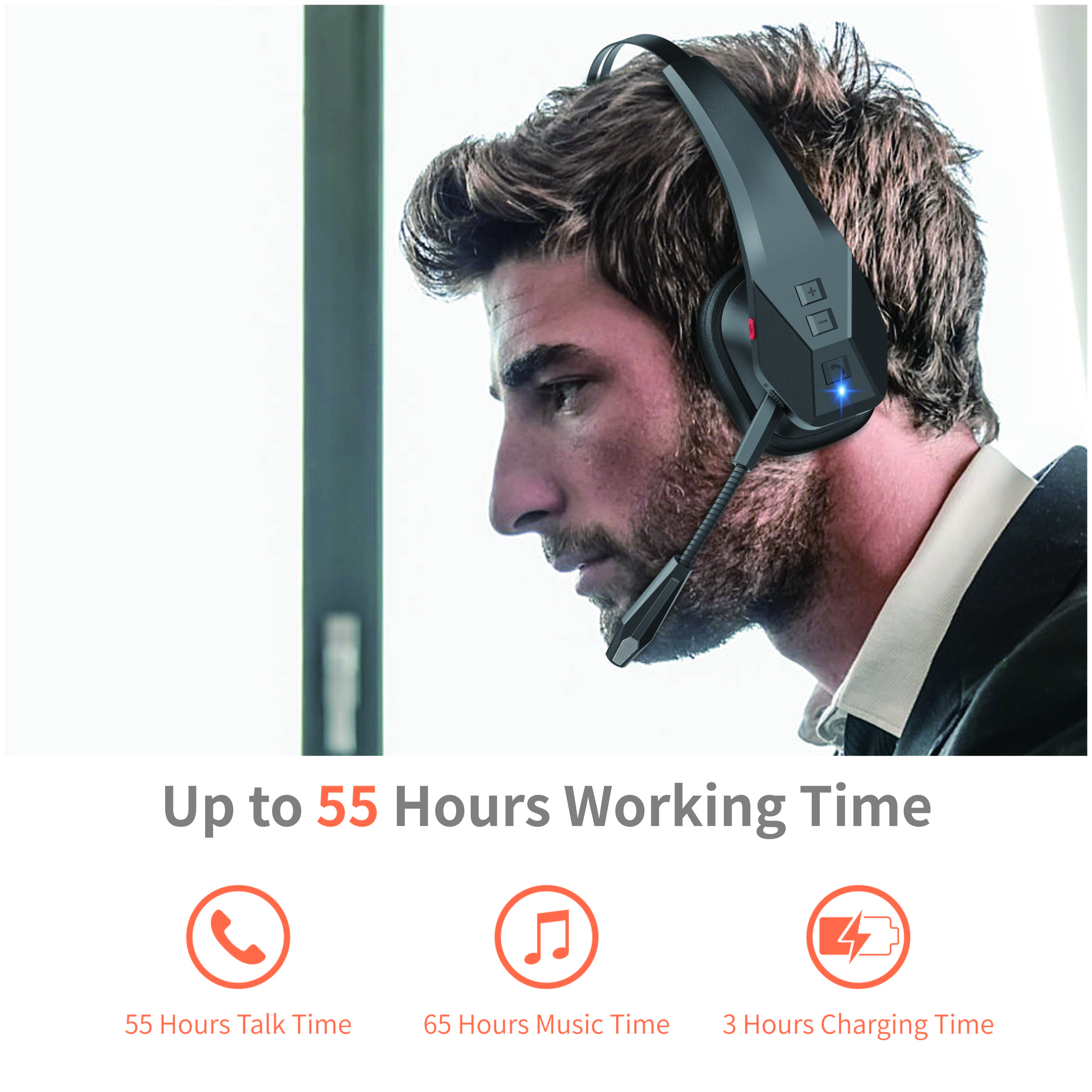 Black Adult Fashion Noise-Cancelling Headphones with Extremely Long Battery Life for Enhanced Audio Experience