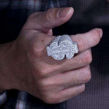 【#R66】Original Design 925 Sterling Silver Synthetic Moissanite Ring, Exquisite Dollar Sign Ring for Men and Women Hip Hop Jewelry Gift Fashion Accessories