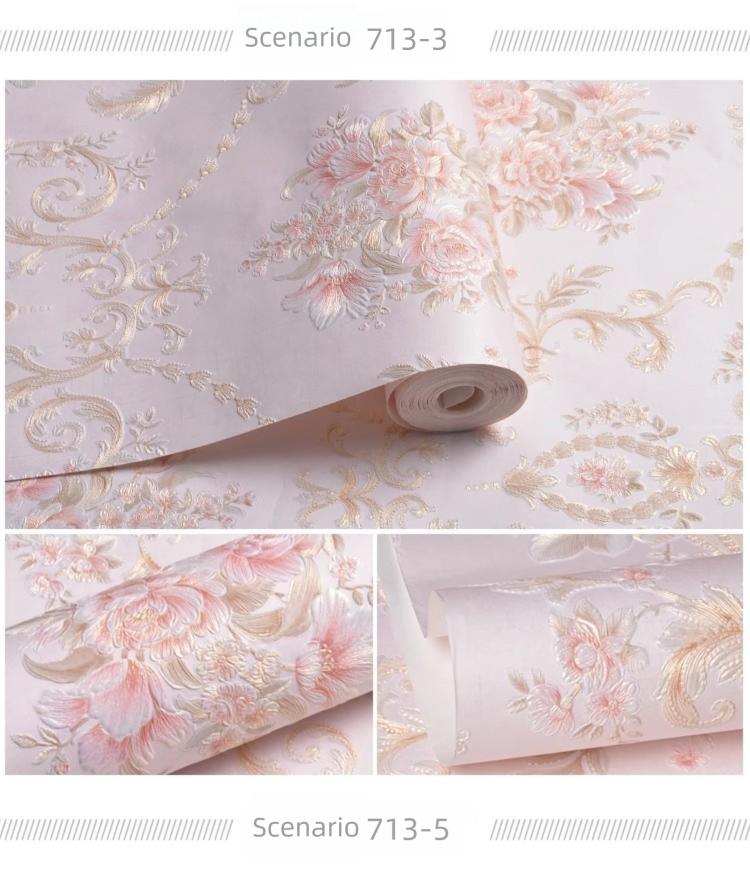 Self-Adhesive Non-Woven Fabric Wall Paper Roll, 3D Floral Design for Living Room Bedroom Background Decor, Home Decoration Sticker