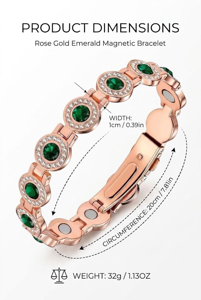 4X Strength Magnetic Copper Bracelet for Women, Jewelry Bracelet with 3800 Gauss Magnets, Adjustable Length, Secure Clasp, Premium Multi-Facet Crystal Inlays