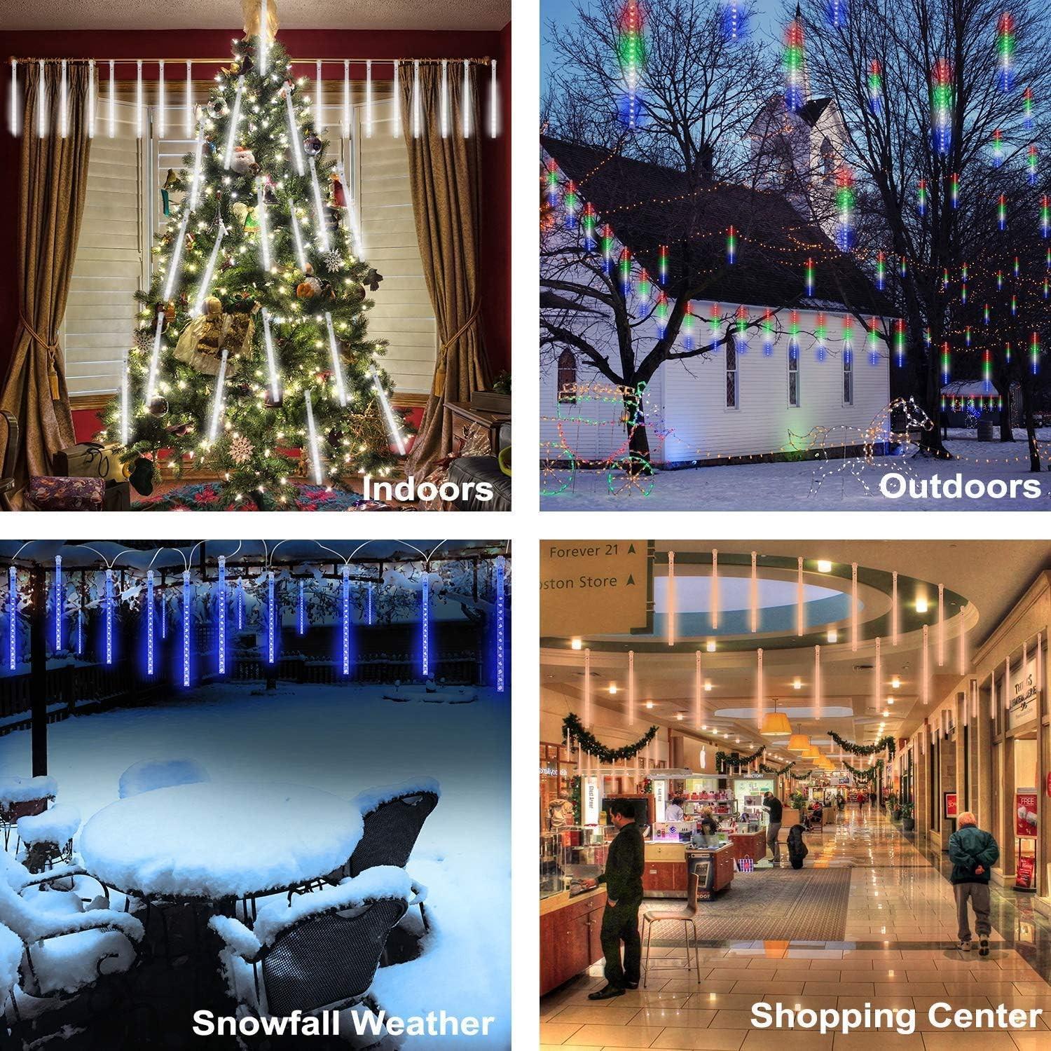 8-Tube LED Meteor Shower Light, Waterproof Waterfall String Lights, Ideal for Festive Parties, Weddings, Garden Decorations