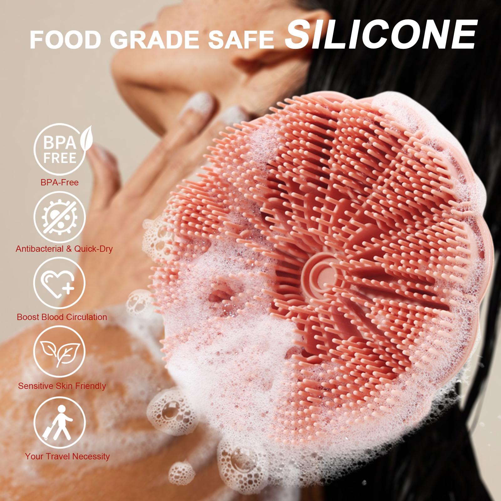 silicon scrubber body Shower Brush, Exfoliating Body Wash Scrubbers for Men and Women for All Skin Types,Ergonomic No-Slip Handle, Body Brush for Showering