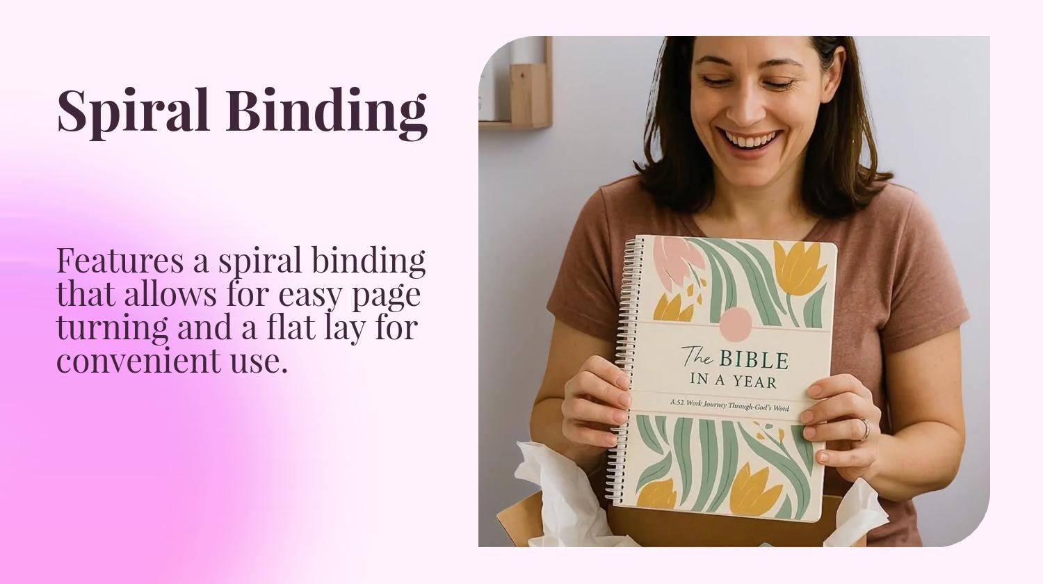 52-Week Bible Study Guide: A year-long daily devotional with Scripture, reflection questions, and prayer prompts (women only) – spiral-bound with an inspiring cover and durable hardcover