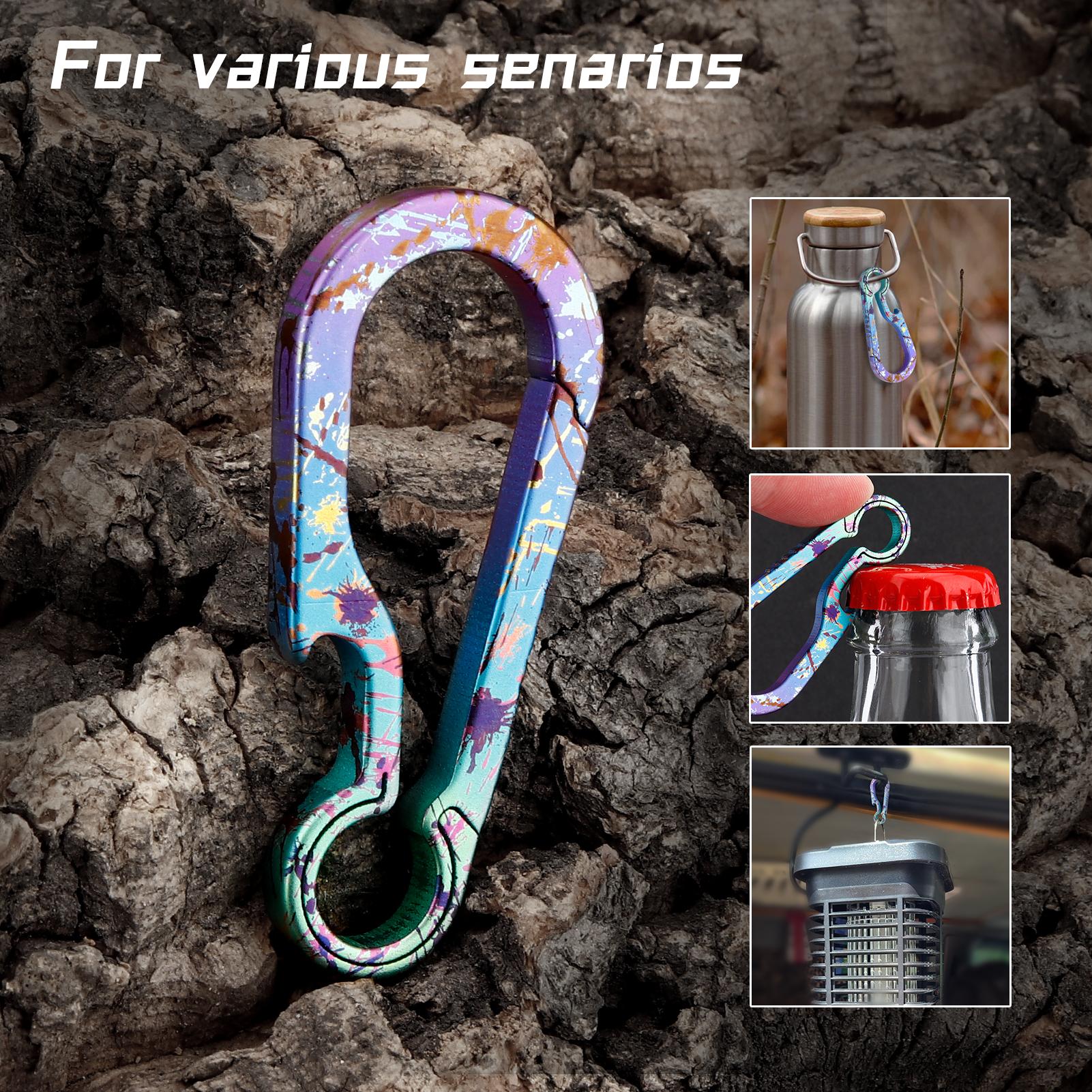 PJYTAC Titanium Keychain Carabiner for Keys Titanium Key Clip Key Rings Heavy Duty Split Keyrings Titanium