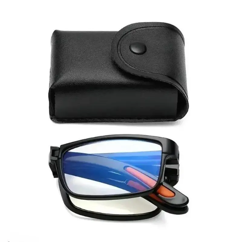 Foldable Anti-Blue Light Reading Glasses, Unisex Lightweight Eyeglasses with Pocket Case, Portable Eye Protection Glasses for Outdoor Sports, Travel & Daily Use