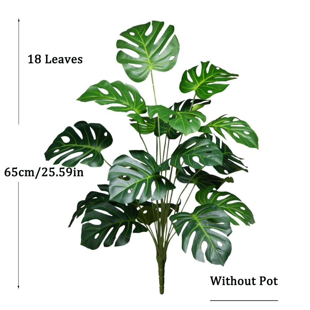 40-65cm Large Fake Monstera Plants Artificial Palm Tree Tropical Turtle Leafs Plastic Green Leaves For Home Garden Party Wedding Home Decoration Indoor Faux Plant