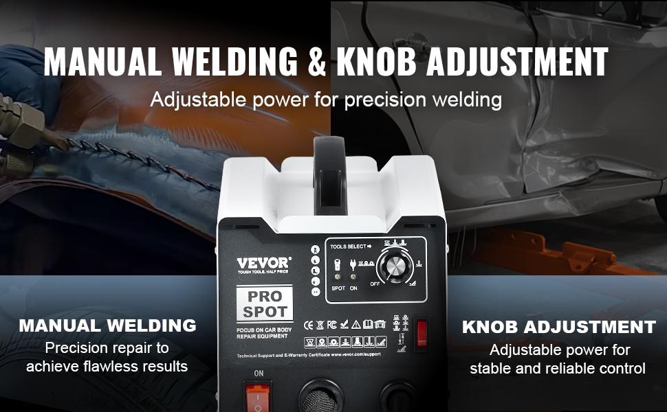 VEVOR Stud Welder Dent Repair Kit, 110V Auto Body Spot Welding Dent Puller Machine with 7 Welding Modes Adjustable Power, 1.8KW Spot Welder Dent Removal Tool for Car, Truck Dent Repair