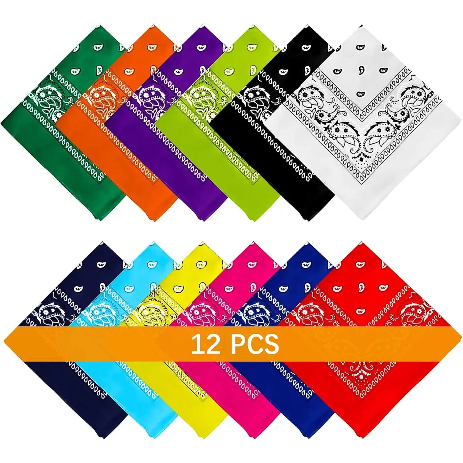 12-44pcs Large Paisley Bandanas for Men Women Black Red White Head Wrap Headbands Cowboy HandkerchiefGift