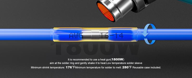 Haisstronica Bagged Solder Seal Wire Connectors, Heat Shrink Butt Connectors, Waterproof and Insulated, for Watercraft, Electrical, Electronics - AWG 26-24，AWG 22-18, AWG 18-16，AWG 16-14, AWG 12-10,Father's Day Gift