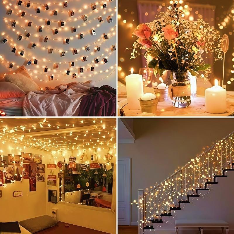 Remote-Control Eight-mode Copper Wire String Lights, Atmosphere Remote-Control Fairy Lights, Indoor Decoration for Bedrooms and Living Rooms, Decoration for Birthday Parties, and String Lights for Christmas and Thanksgiving Scene Setup.