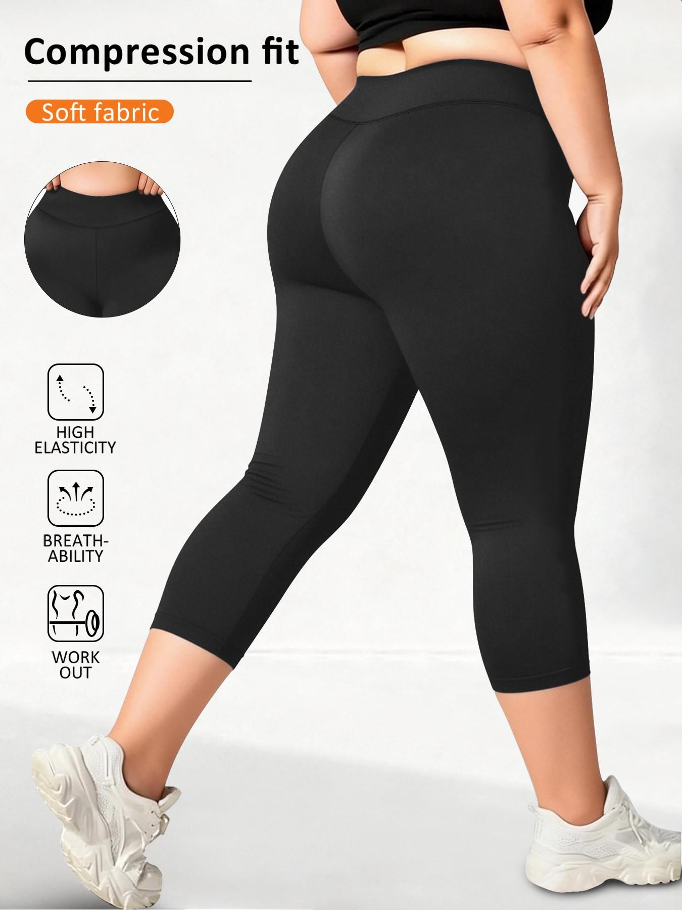 Women's Plus Size High Waist Stretch Capri Leggings, Soft Four-Way Stretch Fabric for Yoga and Everyday Wear, and Available in Multiple Colors, Shaping Leggings
