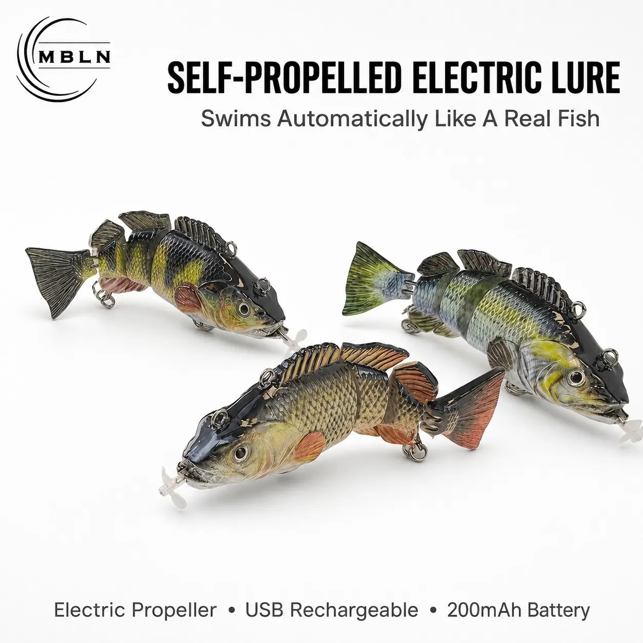 10cm Electric Bait Fish Lure, USB Rechargeable, 200mah, Multi-Section Bio-Like Swim Bait, Realistic 3D Eyes, Dual Hooks, Freshwater Fishing