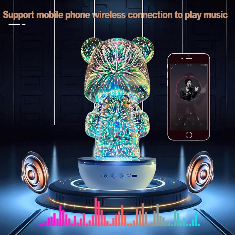 RGB Rotating Bear Speaker, Wireless Cutsie Light-Up Sound, Perfect for Bedroom, Office, and Gift Vibes, Enhance Your Space with Style