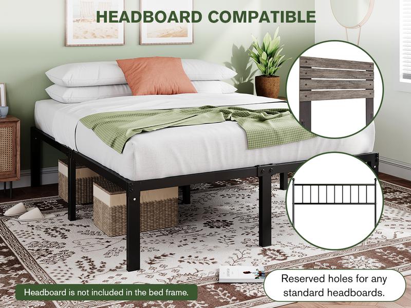 MUTICOR Heavy Duty Twin/ Full/ Queen/ King Platform Bed Frame,Self-Attached Headboard, 【Frame Only No Mattress】No Box Spring Needed,Noise-free, Non-Slip Design,#TikTokShopBlackFriday #ChristmasGifts