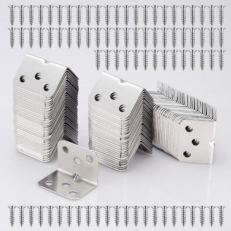 L-Shape Corner Support Bracket, 90 Degree Right Angle L-Shaped Stand with Screws, Ideal for Wooden Shelves Cabinets Furniture