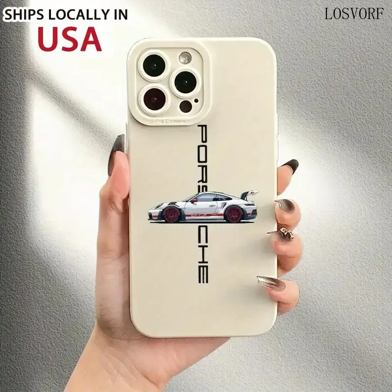 LOSVORF Car Phone Case, Porsche Phone Case, Phone Accessories for iPhone 11 12 13 14 15 16 Pro Max/Pro/Plus Astronaut Protection