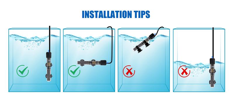 FREESEA 100 Watt Aquarium Fish Tank Heater with Aquarium Submersible Thermometer Marine Aquarium Heater with LED Controller Submersible Quartz Submersible Aquarium Super Mini Stainless Steel