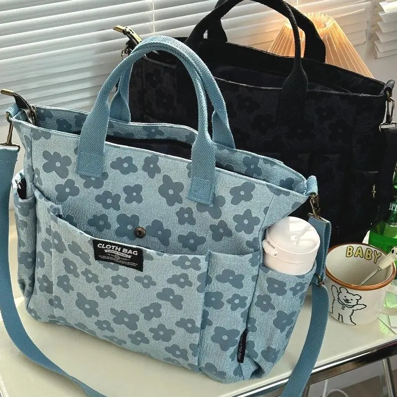 Women's Minimalist Polyester Tote Bag - Vintage Floral All-Over Print, Chunky Zipper, Detachable Strap, Roomy Casual Shoulder Purse, Over Shoulder Everyday Gym Bag, Roomier for Shopping (Sports & Outdoor Accessories)