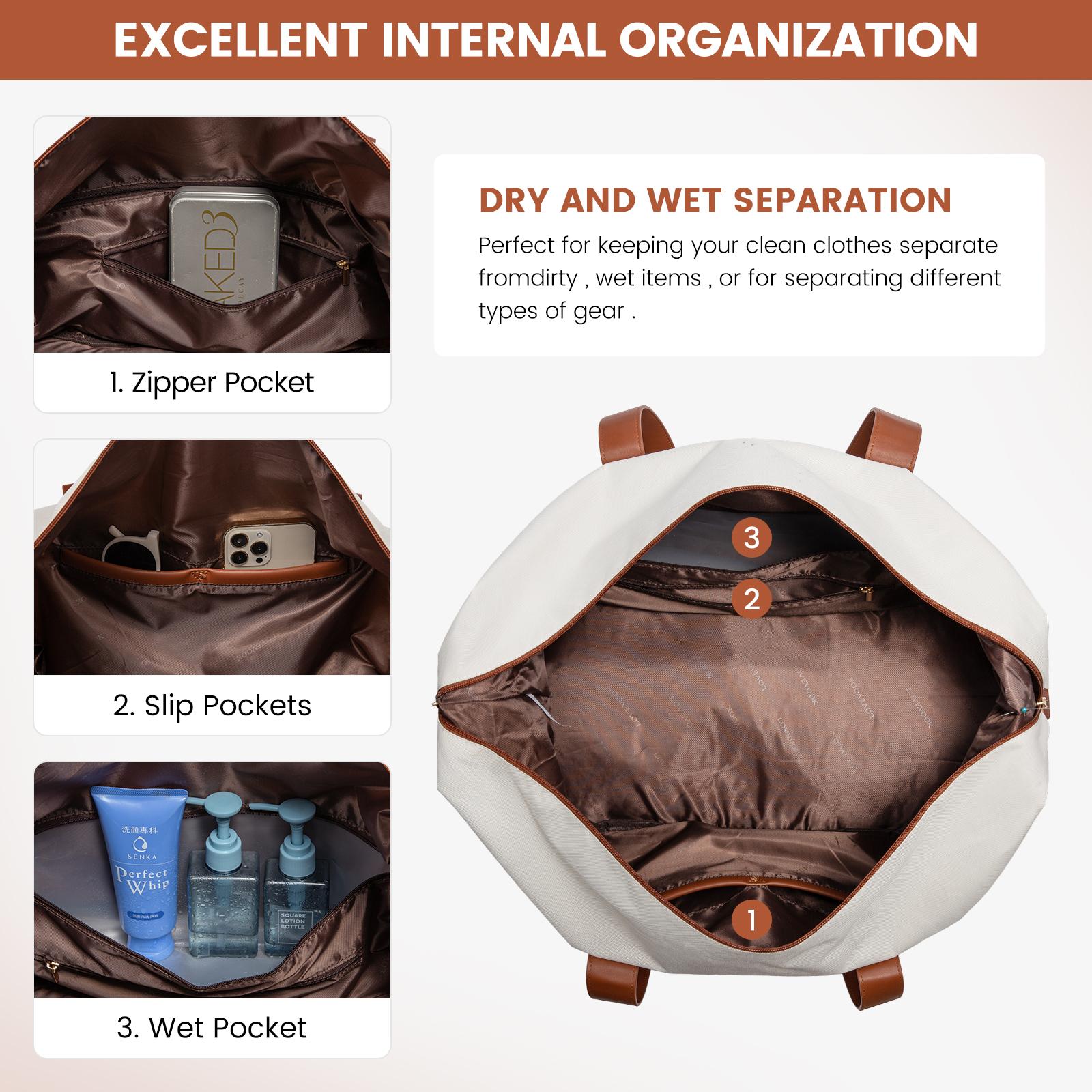 LOVEVOOK TikTokShopBacktoSchool Weekender Bag for Women – Large Travel Duffel Bag with 2 Packing Cubes, Carry on Overnight Bag with Shoe Compartment, Mom Hospital Bags for Labor and Delivery