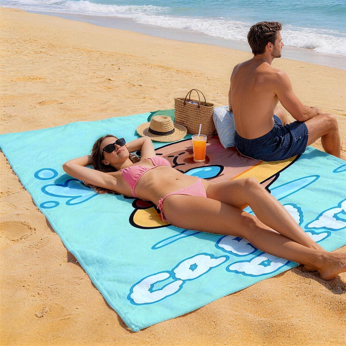 Cartoon Capybara Print Beach Towel, Super Large Size, Skin-Friendly, Absorbent and Quick-Dry, Perfect for Beach, Pool, Summer Outdoors, Quick Drying Absorbent