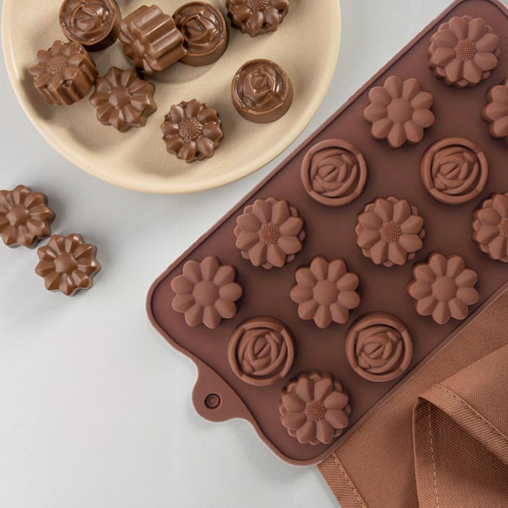 4 Pcs Chocolate Candy Mold, Slicone Baking Mold, Candy Mold Silicone, Non-Stick Surface Can Be Easily Demoulded, Suitable for Making Jelly Candy, Truffle Chocolate, Bath Balls and Candles. Kitchen Baking Appliance.