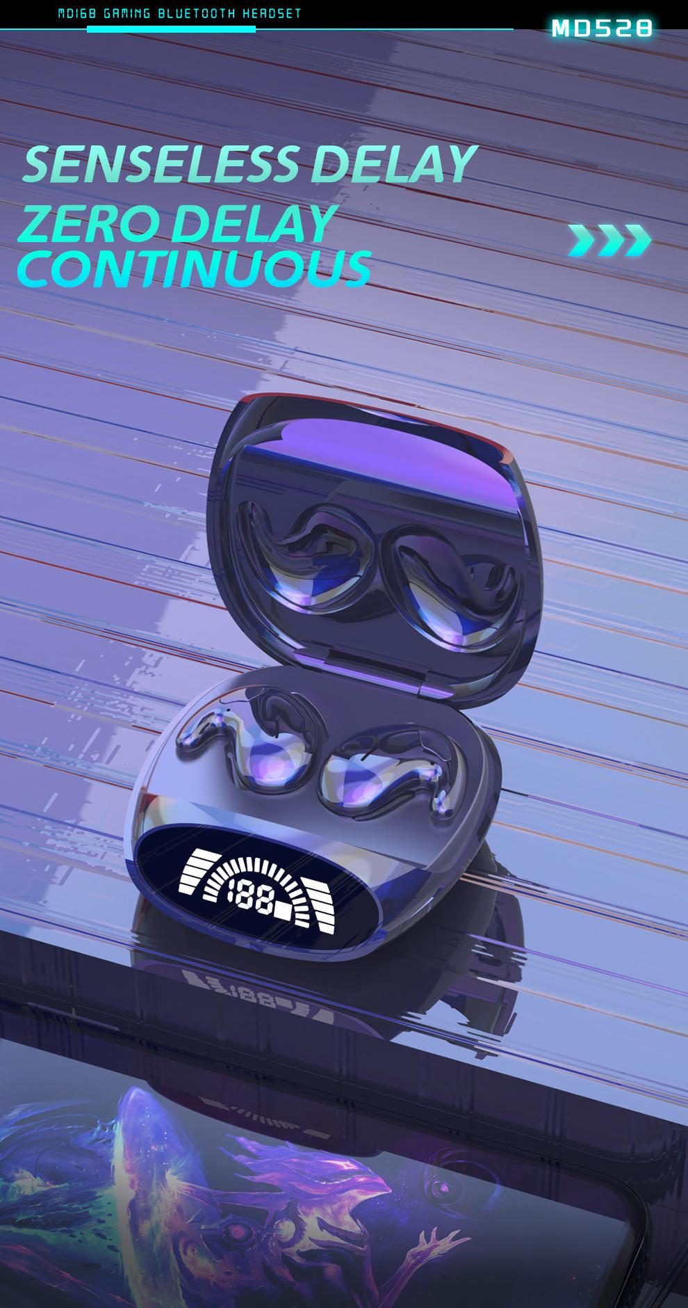 MZYMI MD528 Wireless Sleep Headphones 9D Sound Quality Noise Reduction HiFi Audio LED Digital Charging Silicone Earbuds with Mic for Sports