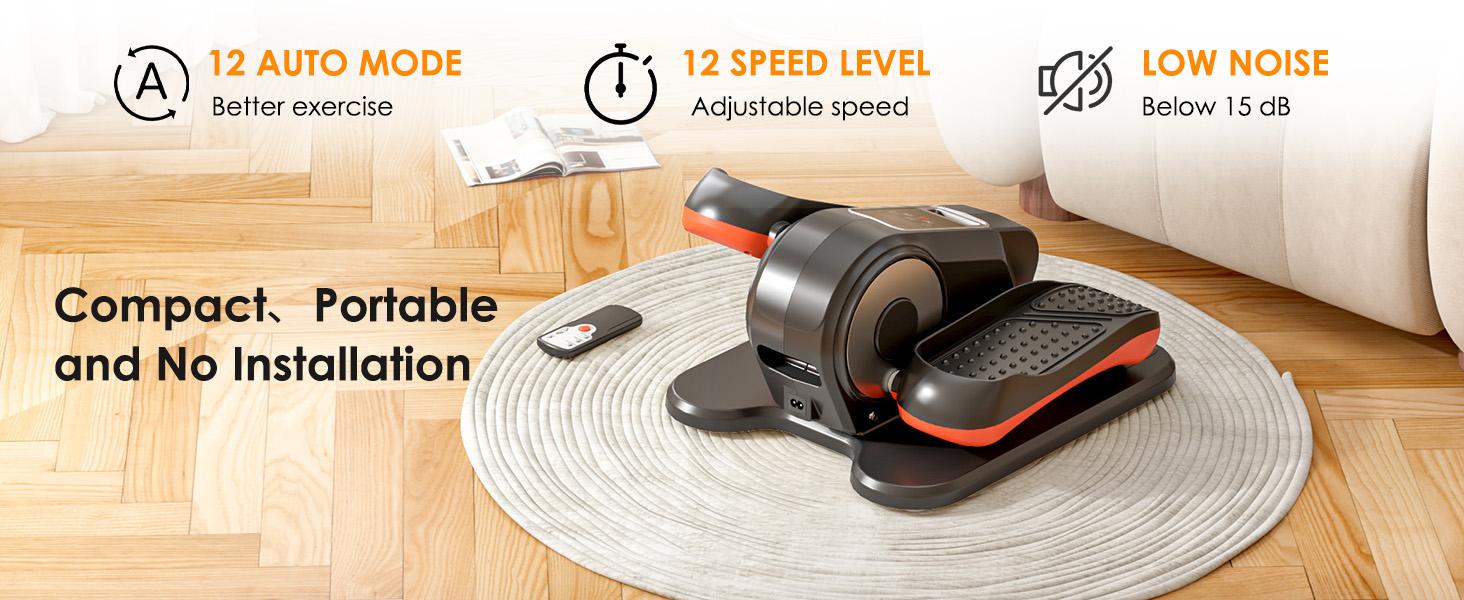 Dland 12-Speed Electric Under Desk Elliptical Machine – Remote Control, Quiet & Low-Impact, Seniors-Friendly, Circulation & Rehab Workout – Home Gym Equipment, Silent But Powerful