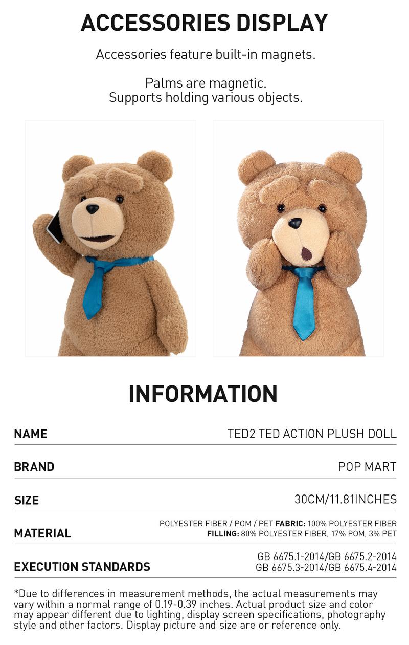 POP MART ted2 ted action plush doll