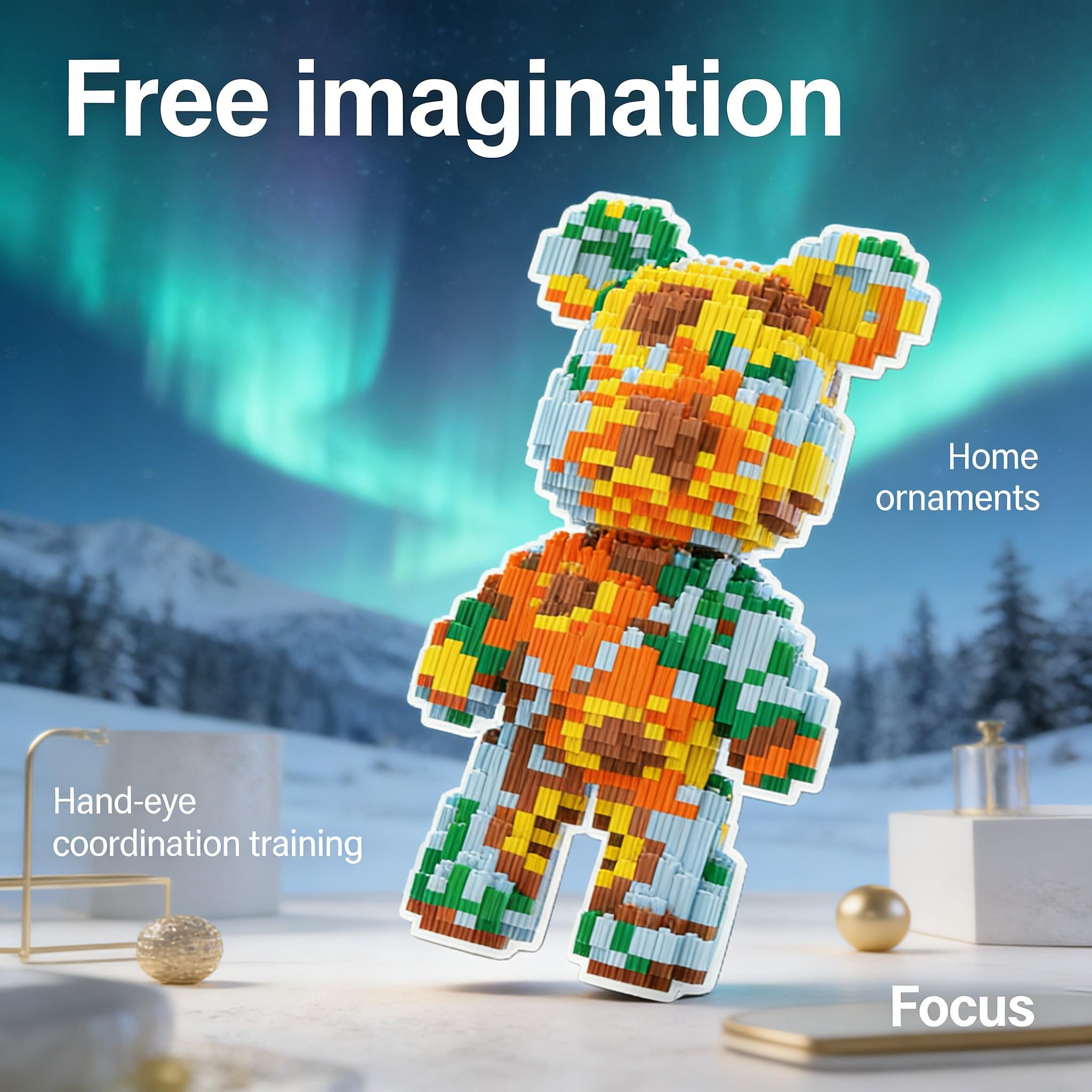 Sunflower Bear Series Creative Building Blocks Model, 1451pcs, Original Authentic, New 2026 Size, Gift Idea, DIY Craft Decor