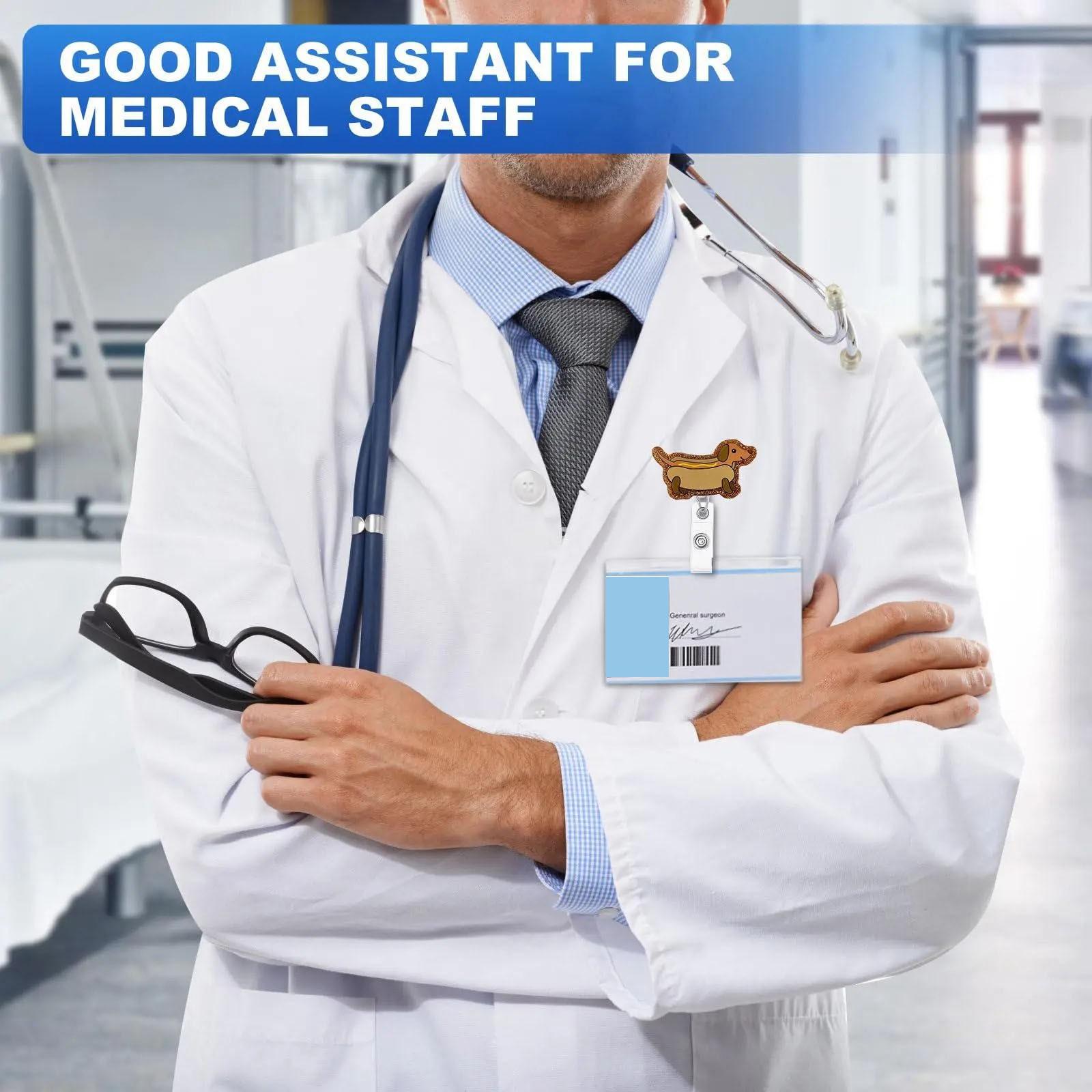 Cute Weimaraner Dog Pattern Stretch Badge, Office School Backpack Keychain, Outdoor ID Tag, Durable Design, Perfect Gift