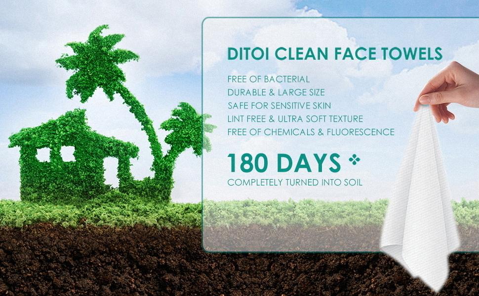 Ditoi Face Towels 60 Count 7.8" x 8.7" Extra Thick Ultra Soft Makeup Remover Dry Wipes Cosmetic