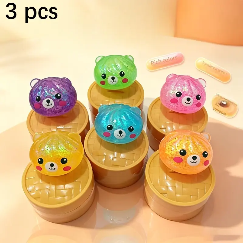 Random 3 Colors Bear Squishy Toy, Animal Squishies, Soft Rebound, Cute Expressions, Fun Squeeze Toy, Birthday Gift, Halloween Christmas Gift