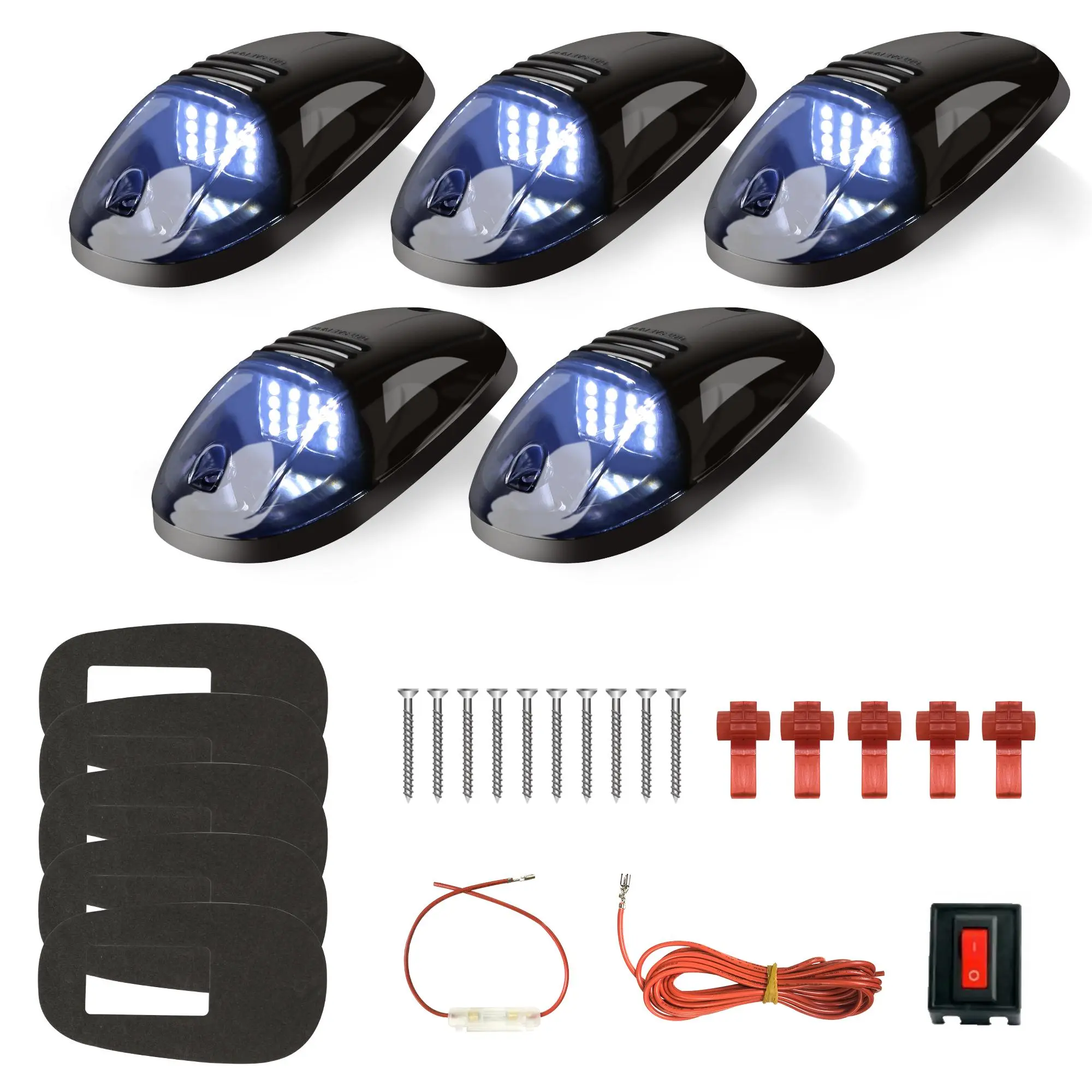 New Smoked 5 Pcs 12 LED Vehicle Car Cab Roof Running Marker Lights for Truck SUV Off Road Set Bulb Lamp Car Styling